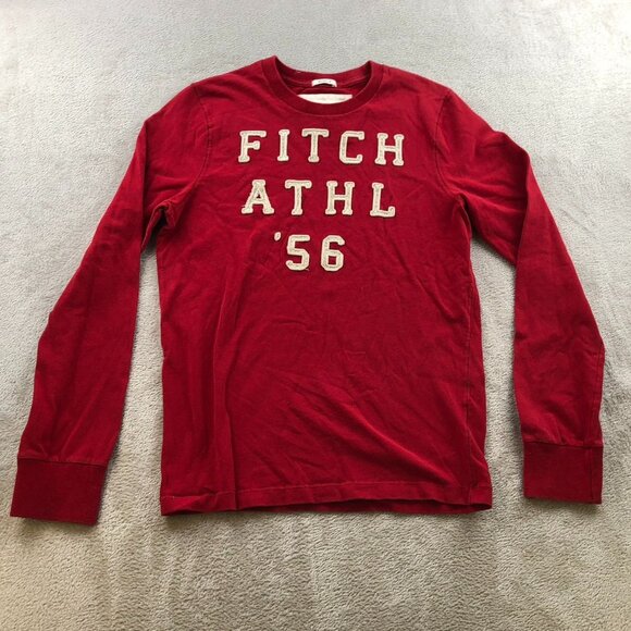Abercrombie & Fitch Mens T-Shirt Small Long Sleeve Muscle Top Classic Red Casual - Picture 13 of 14